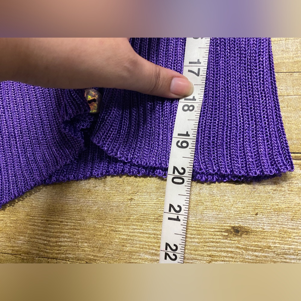 Purple Ribbed Women's Cardigan - Picture 9 of 10